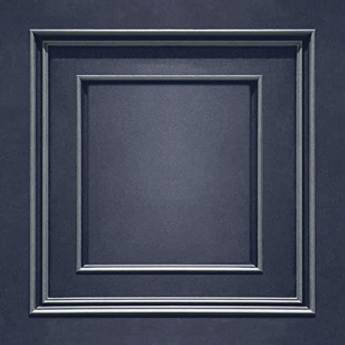 Belgravia Decor Amara Panel Vinyl Wallpaper Navy Blue/Silver 7387