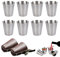 doepeBAE Schnapsgläser Edelstahl mit Behälter, Shot Becher Metall Tragbare Trinkbecher, Schnapsgläser Set für Party, Grillen im Freien, Camping usw (70ml 8er-Set)