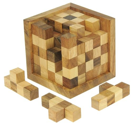 Namesakes® 3D-Würfel-Denkherausforderung aus Holz – lustige Denksportaufgabe für Erwachsene und Jugendliche – lustiges Schreibtischspiel – Logik-125-Würfel-Baustein-Herausforderung!