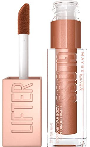 Maybelline Lifter Gloss Bronzed Lip Gloss, Lasting Hydration Formula With Hyaluronic Acid, Non Sticky, 018 Bronze