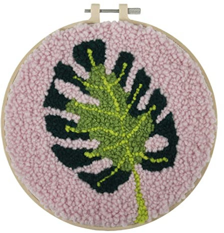 Trimits Kit de cerceau à Punch Needle avec fil épais, 20 cm (8in) - Monstera