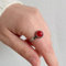 Ring Damen, Vintage Verstellbare Ringe Runder Roter Achat Stein Natürliche Offene Kristallringe Einfache Silberne Farbe Reiki Balance Fingerringe Schmuck Hochzeitsgeschenk Für Damen Männer