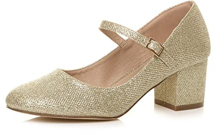 AJVANI Womens Ladies mid Block Heel Strap Work Evening Party Mary Jane Court Shoes Size