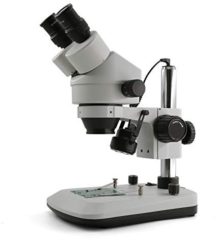 SWIFT S7-BL 7-45X Zoom Stereo Mikroskop Professionelles Binokular-Stereomikroskop, WH10x-Okulare, LED-Licht Oben und unten, Reversible schwarz/weiße Bühnenplatte
