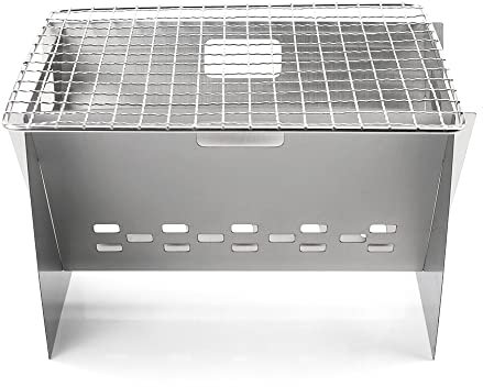 Karlak Camping Holzofen im Freien tragbare klappbare Edelstahl Rucksack Kochherd mit Grillplatte