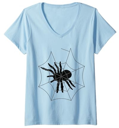 Damen Spinnennetz Spinne T-Shirt kriechen Insekte Sprüche Geschenk T-Shirt mit V-Ausschnitt