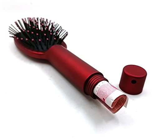 Glamza Secret Stash GENERISE Diversion Haarbürste mit verstecktem Stauraum, Geheimfach, sicher zum Umleiten und Verstecken privater Gegenstände zu Hause, Festivals, Auto, Reisen usw. (rot)