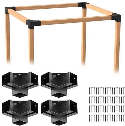 ORIGLE Pergola Brackets, Heavy Duty Pergola Kit (Q235 Steel Anti-Corrosion 3.6 x 3.6 Fitting, 4x4 Brackets Kit for DIY Garden, Patio, Gazebo, Weatherproof