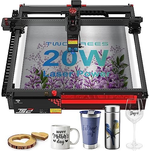 Twotrees TS2-20 W Lasergravierer, 130 W Hochenergie-Lasergravurmaschine, 20 W Ausgangslaserschneider und Graviermaschine DIY-Lasergravierer für Holz/Metall/Glas