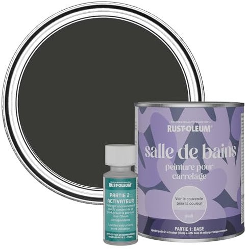 Rust-Oleum Black Water-Resistant Bathroom Tile Paint in Matt Finish - Dark Magic 750ml