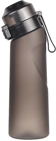 Water Bottle with Flavor Pods,Fruit Fragrance Water Bottle,Scent Water Cup,Sports Water Cup Suitable for Outdoor Sports (lemon, orange, Cola, watermelon, milk, matte black)