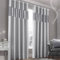 Intimates Luxury Sparkle Curtain Pair RIngtop Lined Faux Silk Window Panel Drapes Embossed Silver Foil Geometric Velvet Glitz Border (2 panels 66 x 90, Silver Grey)