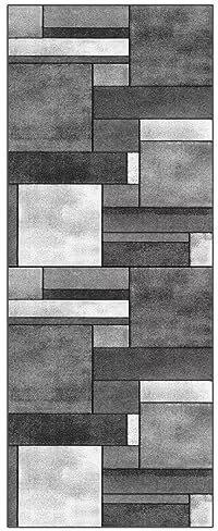 ZUZEKU Läufer Flur Küche Waschbar rutschfest 80X340cm Geometrisches Vintage Muster Grau Lang Küchenteppich Flurteppich Teppich Fur Korridor Wohnzimmer Schlafzimmer Meterware Anpassbar