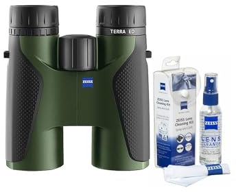 Zeiss Terra ED 8x42 Fernglas (Schwarz-Samtgrün) mit Zeiss Linsenpflegeset mit Spray und Mikrofasertuch (57 g) (2 Stück)