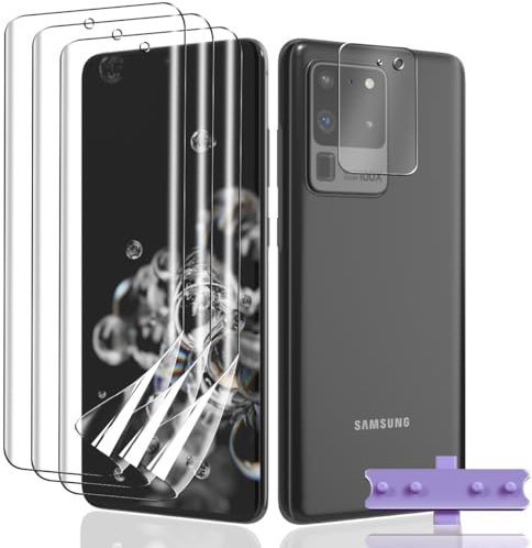 Teenrpov 3+1 Pièces pour Samsung Galaxy S20 Ultra Protection Écran TPU Souple [non Verre Trempé] + Galaxy S20 Ultra Caméra Verre Trempé, HD Anti Rayures Protecteur D'écran pour Galaxy S20 Ultra