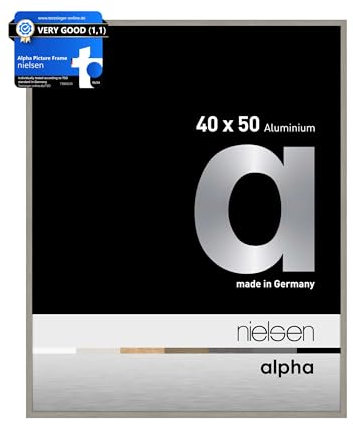 nielsen Alpha Light Grey Aluminium Picture Frame - 40x50cm - with Float Glass and Easy Push-Turn Clips - For Photos and Art