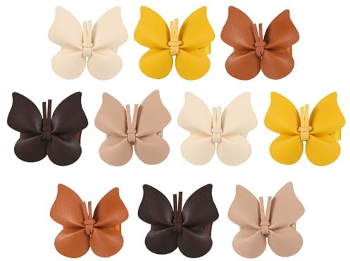 10pz Fermagli per Capelli a farfalla, Fiocco in Pelle e Completamente Foderato Colorati Mollette a Farfalla Fermagli a Farfalla per Ragazze Bambini Bambine Donne Capelli Spessi e Sottili