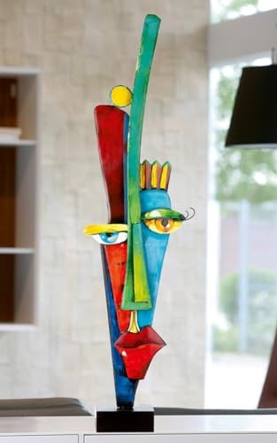 Casablanca Skulptur Alta fronte - Metall - Mehrfarbig - Höhe 101 cm - Gesichtsmotiv - Kunst - Dekoration - Wohnaccessoire - Wohnzimmer