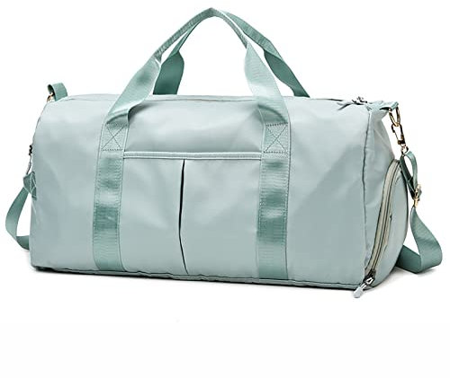 Felenny Sac de voyage, sac fourre-tout de sport avec poche, sac de sport pour homme et femme avec compartiment à chaussures et poche humide, sac de week-end imperméable, vert clair, Mode