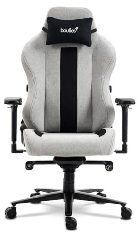 boulies Master Gaming chair, Ergonomic Office Chair for Adults with 4D Armrests, Comfortable Computer Chair for Home with Adjustable 4-way Lumbar Support and Head Pillow (Ash Grey, Standard)