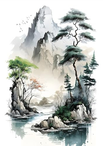 MXJSUA Kits De Pintura De Diamantes Para Adultos, Kits De Arte De Diamantes 5D Para Principiantes, Imagen De Taladro Completo DIY Con Diamante Para Decoración De Pared Del Hogar, 30x40cm Paisaje