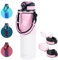 TOPBADE Botella de agua deportiva de acero inoxidable con tapa de pajita y tapa Chug de 700 ml, botella de agua aislada sin BPA con mango de paracord extraíble, botella de agua carbonatada para
