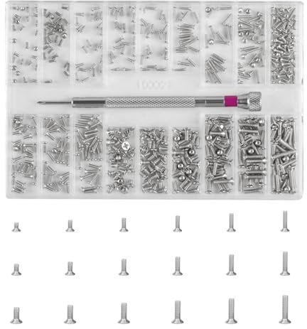 Minimalist Screws Kit - 500 Micro Self-Tapping Screws in Assorted Sizes for Glasses & Electronic Repairs
