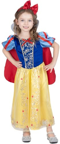 Sincere Party Mädchen Deluxe Schneewiß Kostüm Kleid mit Kap und Kopfband 5-6 Jahre