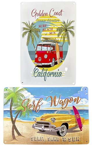 2 x DiiliHiiri Poster, dekorative Schilder, Surfer-Blechschild, 30 x 20 cm, dekoratives Schild mit antiken Anzeigen für Surferliebhaber, Geschenk für Surfer (2635-210-279)