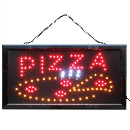 LED Schild Leuchtreklame Pizza 48x25 cm Pizzeria Restaurant beleuchtetes Pizzaschild Verkauf Reklameschild Werbung
