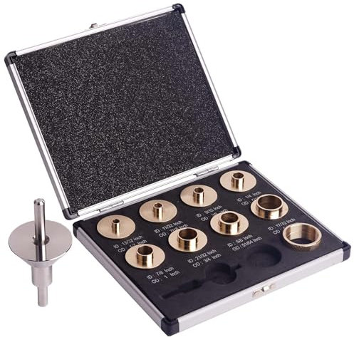 SpeTool Brass Router Template Bushing Guide Set with Centering Pin&Cone for Porter Cable Style Router Sub Bases 10-Piece Router Guide Bushing Includes Carrying Case