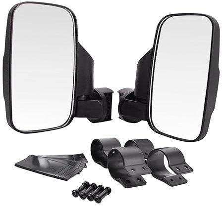 BUGUUYO Offroad Utv Seitenspiegel Breiter Rückspiegel Höherschlagfester Schutz Brechbarer Großer Weitwinkelspiegel Einstellbar Für Gelände-atv Und Side-by-side Fahrzeuge Schwarz