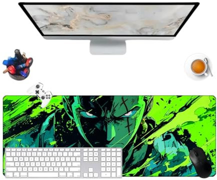 One Zoro Piece Pretty Tapis de Souris Anime Bureau Anti-Glissant Surface Texturée 800 x 300 x 3mm pour Ordinateur Gamer-Bureau-Maison et Portables