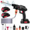 21V Handheld Pressure Washer Kit, Cordless Pressure Washer, 1500W High Pressure Washers with 2 Nozzles, 16.5ft Hose, 2 Batteries, Cordless Power Washer for Car Floor Gardening (Without bucket)