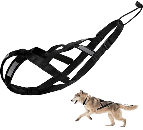 Dog Pulling Harness Reflective X-Back Harness for Sledding Exercise, Canicross Scootering, Bikejoring, Skijoring, Fit for French Bulldog Dogs, Small Husky, Small Shiba Inu (XL)