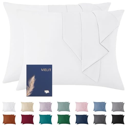 Vielit Kissenbezug 70x90 Weiss Weich Kopfkissen 70x90 2er Set Mikrofaser Deko Kissenhülle Für Kissen 70x90 Öko-Zertifikat Resistent Hypoallergen