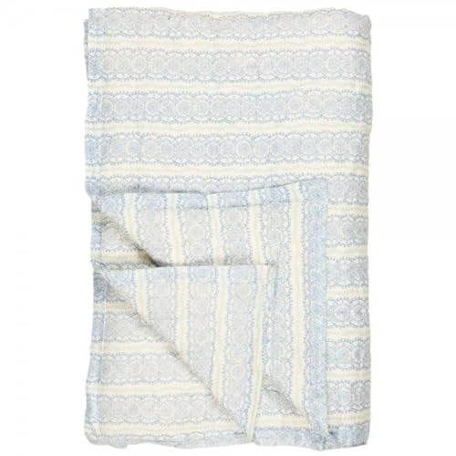 IB Laursen Quilt Anne blaues Kreismuster und grüne Blätter