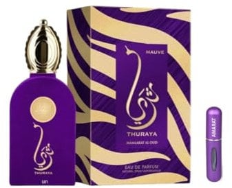 Thuraya Mauve Eau de parfum 100 ml, parfum arabe féminin longue durée, avec atomiseur rechargeable, parfum floral et frais avec notes de bergamote, lavande et vanille (Thuraya Mauve)