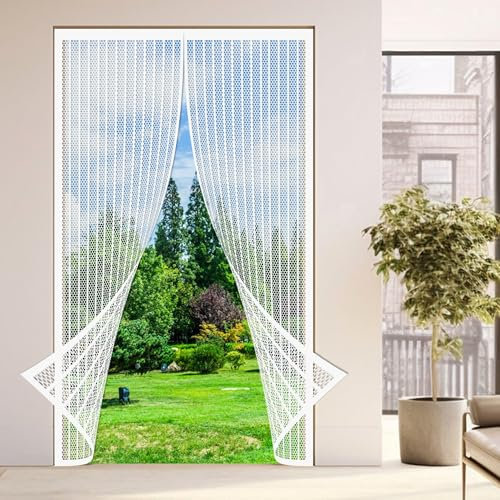Zanzariera Magnetica per Porta Blindata 115 x 228 cm Chiusura Automatica Traspirante Zanzariera per Porta Del Balcone per Porte D'Ingresso, Porte, Cortili, Bianco