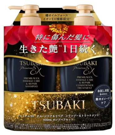 Tsubaki Premium EX Reparatur Shampoo & Spülung Set 400ml x 2 – Japanisches Kamelienöl für trockenes und geschädigtes Haar