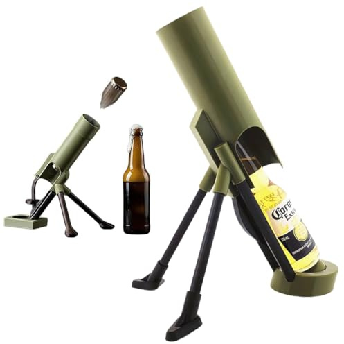 Mortar Style Automatic Beer Bottle Opener for 2.36in Base Bottles,Push Down Quick Cap Opener, Hands Free Soda Beverage Remover Tool,Heavy-Duty Tactical Cap Launcher,Home Party Bar Desk Decor