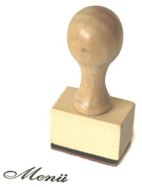 Frau WunderVoll® Stempel MENÜ aus Holz, Schrift-/ Motivgröße: 5,8 x 2,3 cm/Motivstempel Textstempel Gummi Holz Gummistempel Stempel Gastgeschenk Stempel Hochzeit Dekostempel