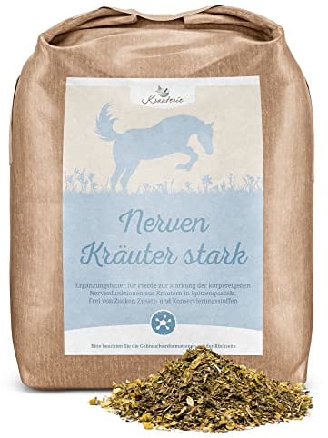 Krauterie Nerven Kräuter stark für Pferde in Spitzenqualität (4000 g) - Artgerechtes Ergänzungsfutter aus Pferdekräutern, frei von künstlichen Zusätzen, melassefrei, getreidefrei, zuckerfrei