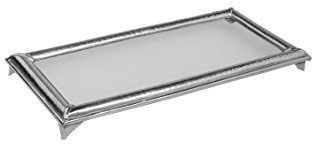 Orientalisches eckiges Tablett aus Glas Temara | Marokkanisches Teetablett in der Farbe Silber | Orient Glastablett silberfarbig | Orientalische Dekoration auf dem gedeckten Tisch