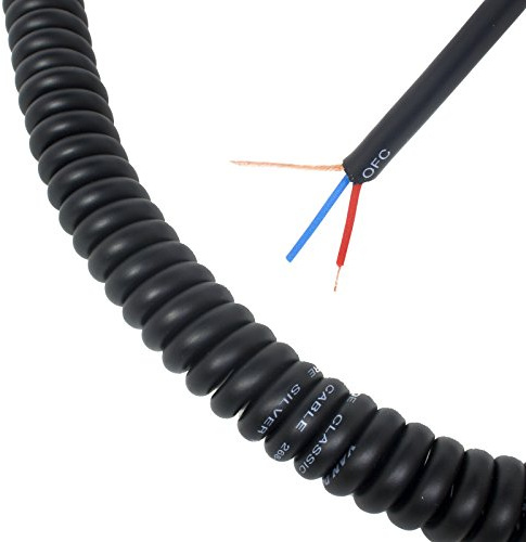 Van Damme XKE Curly Mic Lead. Balanced or Stereo. Flexible Shielded Retractable Cable (Large, Black)