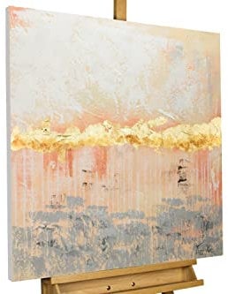 KunstLoft Leinwandbild | 100% HANDGEMALT | 80x80cm | Gemälde 'Mein Ein und Alles' | Abstrakt | Rosa Beige | Wandbild Wohnzimmer
