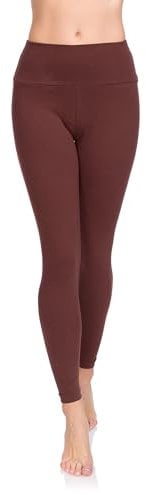 SOFTSAIL High Waisted Womens Leggings Tummy Control Soft Cotton Pants LWP, Brown, 12