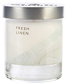 WAX LYRICAL Kleine Wachskerze Fresh Linen, Brenndauer: ca. 35 Stunden, Weiß