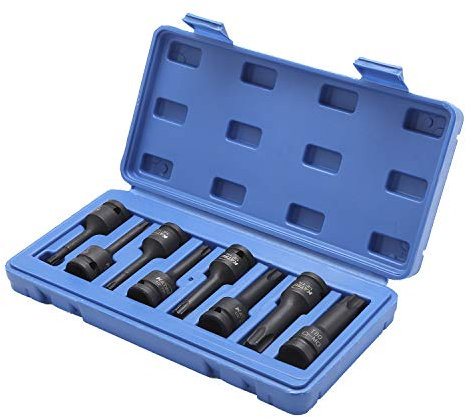 KATSU 1/2 Jeu de Douilles Longues À Chocs Torx 8 Pièces, T30 - T80 Robuste Clé Embouts à Douille, Acier au Chrome-molybdène, Outil de Réparation de Moteurs Tracteurs Camions 420420