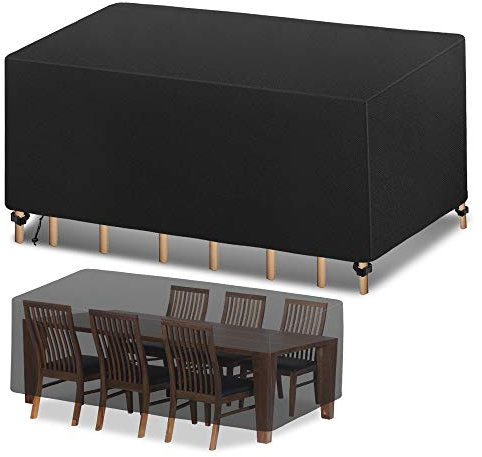 Housse de Meuble, 420D Salon de Jardin, Housse de Table Extérieur Bâche de Protection Étanche Tissu Oxford Imperméable, Résistance au Vent, Anti-UV (125x125x74cm)
